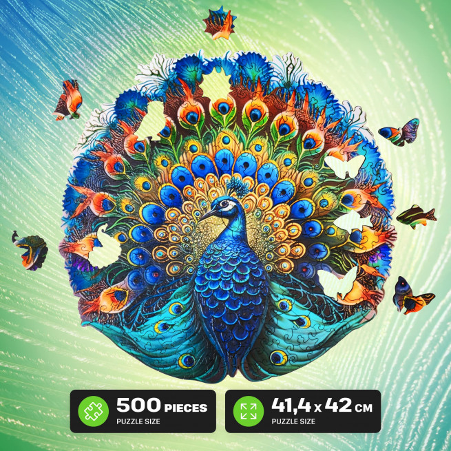 Billeder og fotos af Peacock puzzle 500 pieces. ESC WELT.
